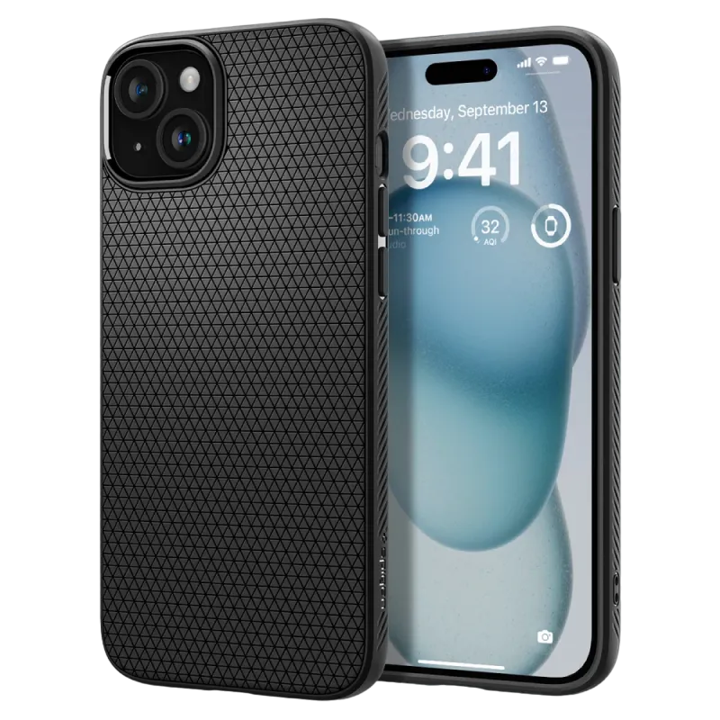 Spigen iPhone 15, Liquid Air, Matte Black