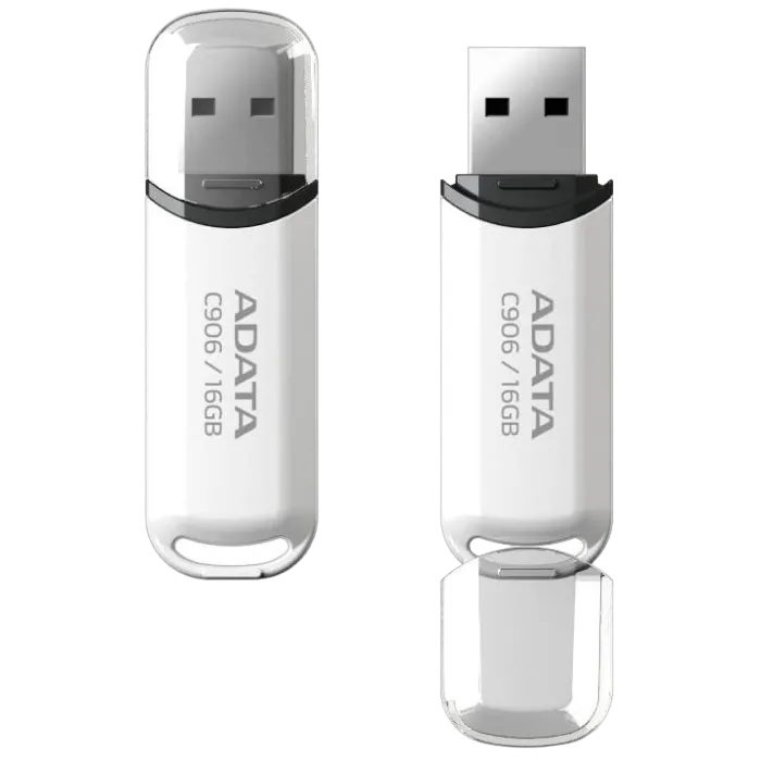 16GB USB2.0 Flash Drive ADATA "C906", White, Plastic, Classic Cap (R/W:18/6MB/s)