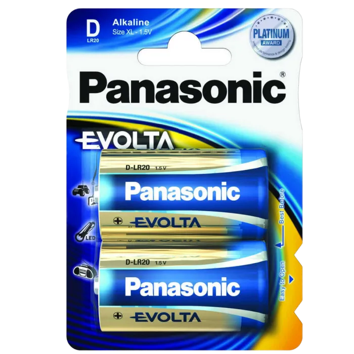 D size  Panasonic  "EVOLTA" 1.5V, Alkaline, Blister*2, LR20EGE/2BP