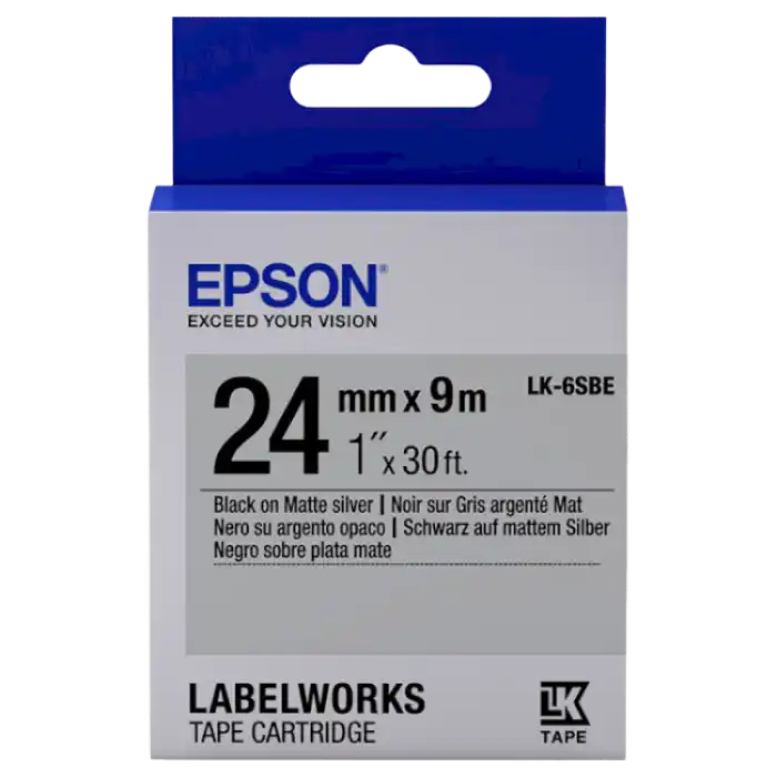 Купить  Кассеты с лентой для печати наклеек - Картридж с лентой Epson LK-6SBE, 24 мм x 9 м..