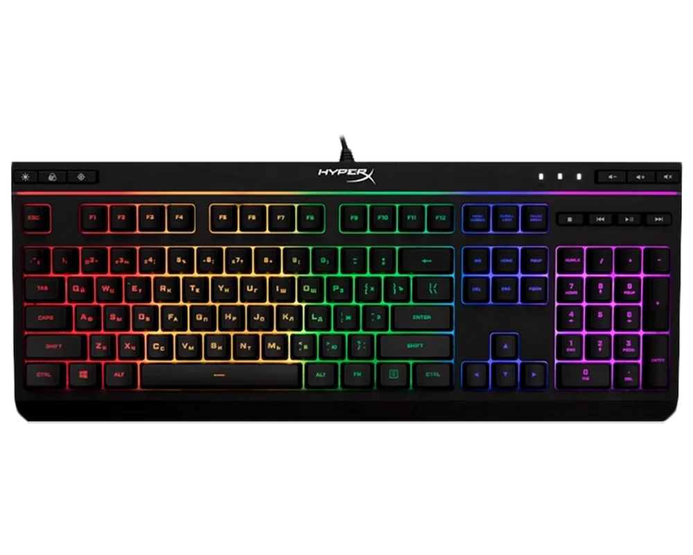 Gaming Keyboard HyperX Alloy Core RGB, Membrane, Media Control, Solid frame, 5 Zones RGB, Spill resi