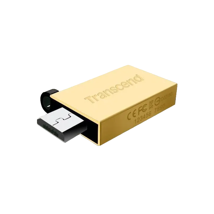 8GB USB2.0/Micro-USB Flash Drive Transcend "JetFlash 380", Gold, Metal Case, OTG (R/W:20/5MB/s)