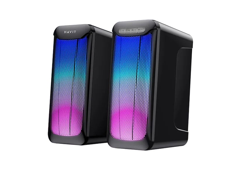 Gaming Speakers Havit SK755BT, 2x2" drivers, 2x5W RMS, 4Ohm, 3.5mm/BT, RGB, Black