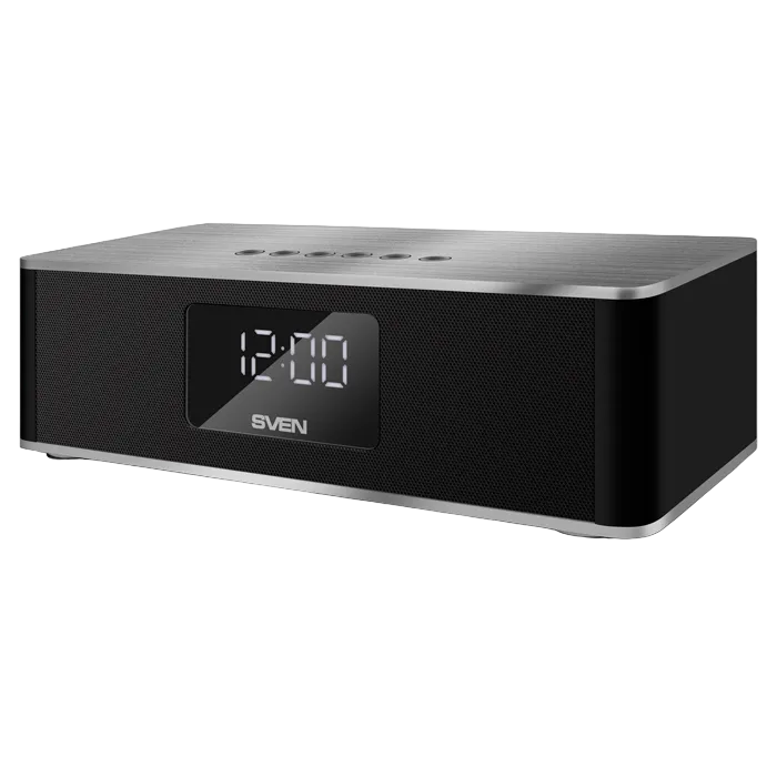 Speakers SVEN "PS-190" 10w, Black-Silver, Bluetooth, microSD, FM, AUX, Mic, 2000mA, clock