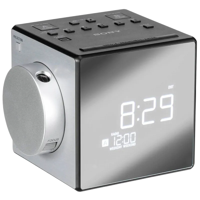 SONY ICF-C1PJ, Gray, Clock Radio with Time Projector, AM/FM