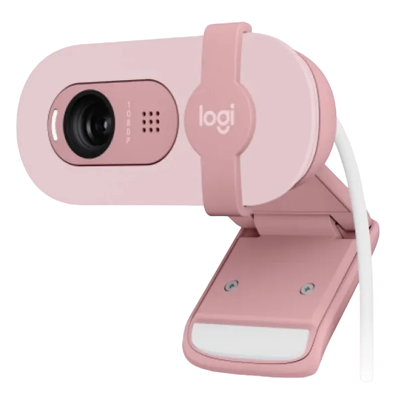 Camera Logitech BRIO 100, 1080p/30fps, FoV 58°, 2MP, Fixed Focus, Shutter, 1.5m, Rose