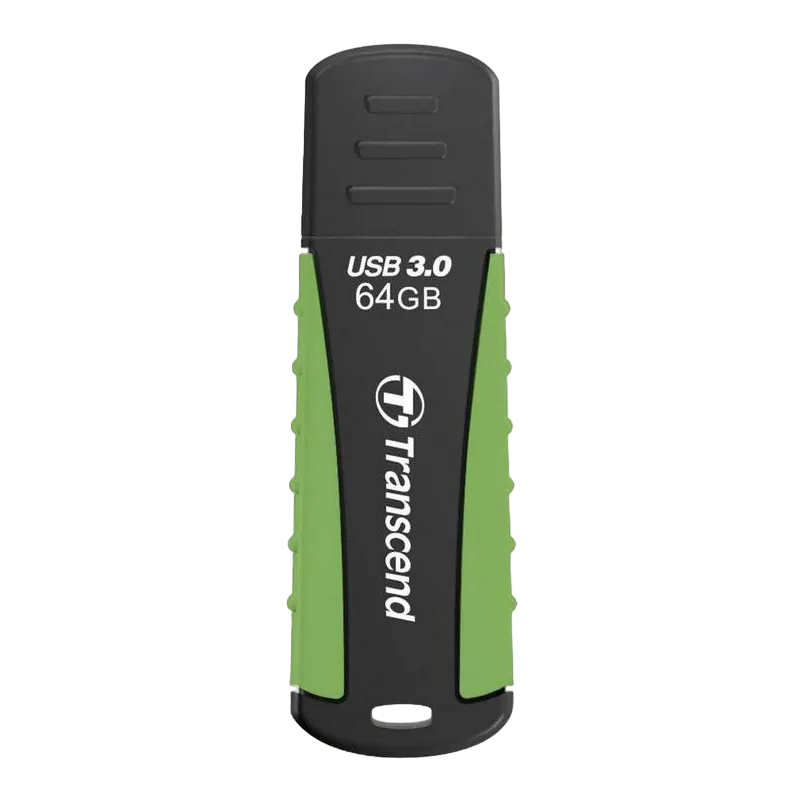 64GB USB3.1 Flash Drive Transcend "JetFlash 810", Black-Green, Rubber Case (R/W:90/30MB/s)