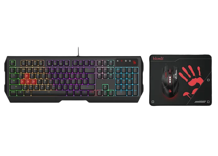 Gaming Keyboard & Mouse & Mouse Pad Bloody B1700, (B140N/ES7/BP-50M), Programmable, Backlit, 1.8m, U