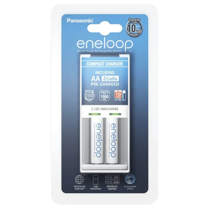 Panasonic "Basic" Charger 2-pos AA/AAA + 2AA 1900mAh, K-KJ50MCC20E