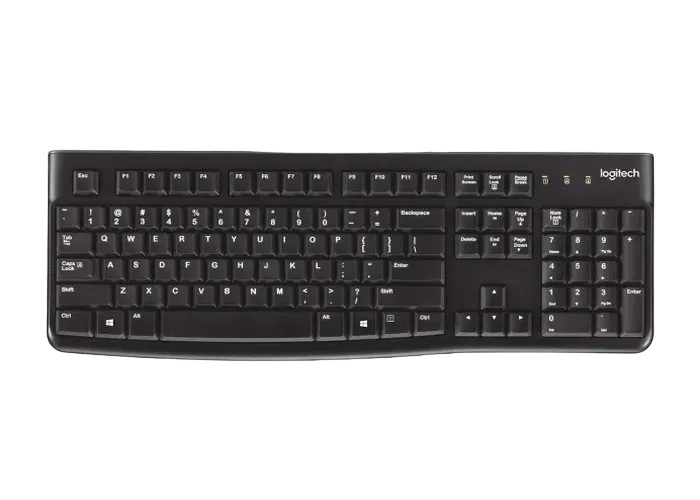 Keyboard Logitech K120 OEM, Thin profile, Quiet typing, Spill-resistant, 1.5m, USB, EN/RU, Black
