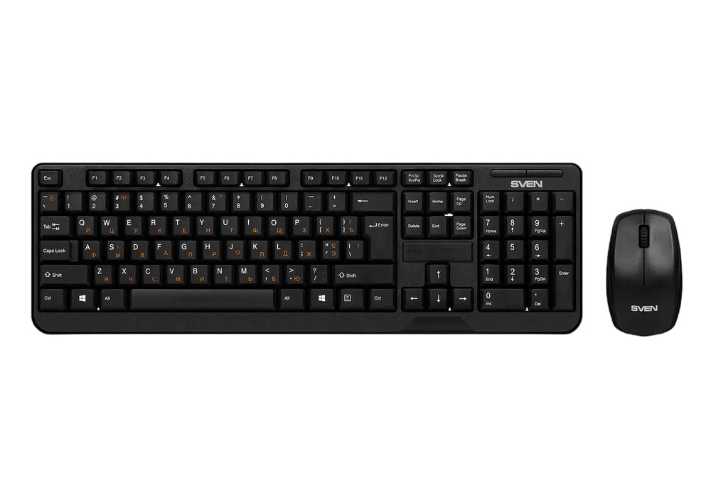 Wireless Keyboard & Mouse SVEN Comfort 3300, Splash proof, Nano rec., 2.4Ghz, 2xAA/1xAA, Black