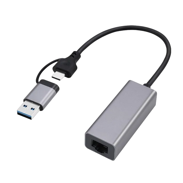 USB 3.1 + type-C Gigabit network adapter Cablexpert, Space grey, A-USB3AC-LAN-01