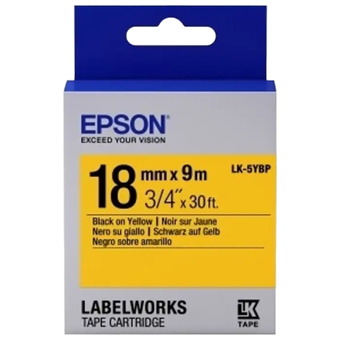 Tape Cartridge EPSON LK5YBP; 18mm/9m Pastel, Black/Yellow, C53S655003