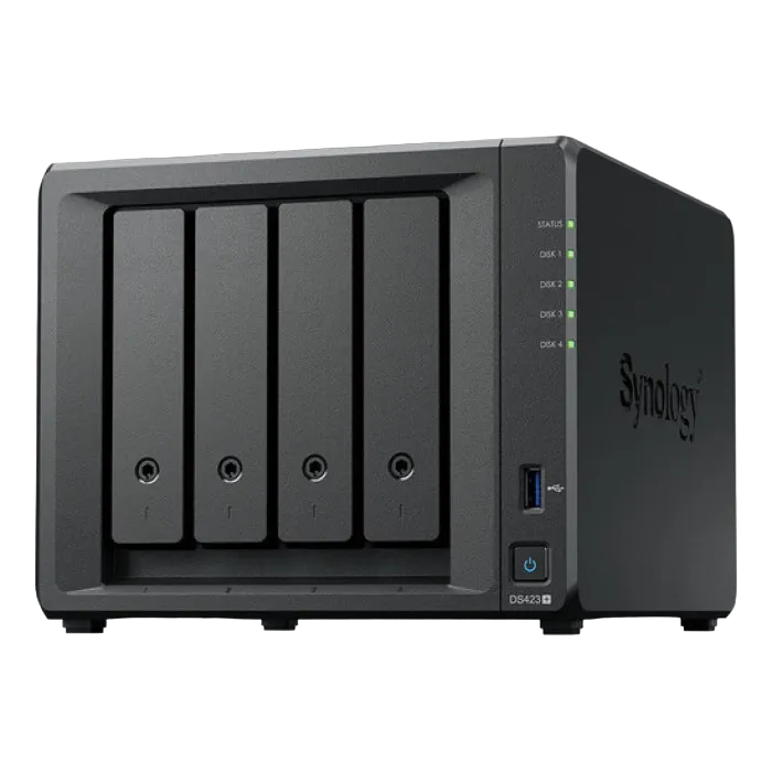 SYNOLOGY  "DS423+", 4-bay, Intel Celeron 4-core 2-2.7GHz, 2Gb+1Slot, 2x1GbE, 2xM.2 NVMe