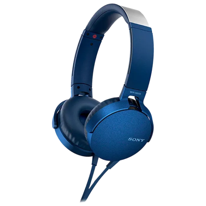 Headphones  SONY  MDR-XB550AP,EXTRA BASS™,Mic on cable,4pin 3.5mm jack L-shaped, Cable:1.2m, Blue