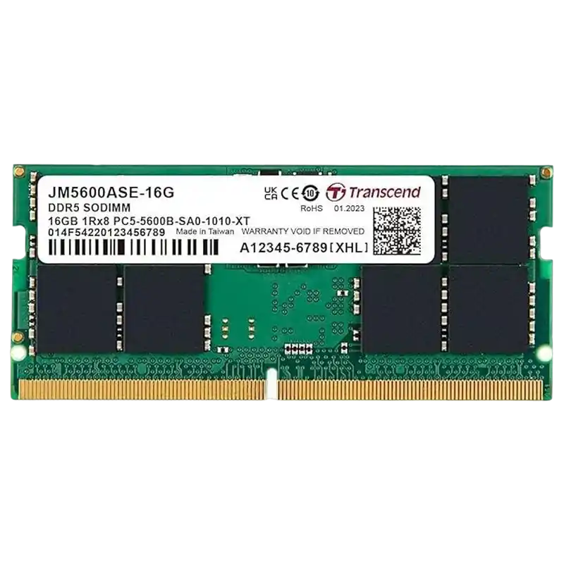 16GB DDR5-5600MHz SODIMM  Transcend JetRam, PC5-44800U, 1Rx8, CL46, 1.1V