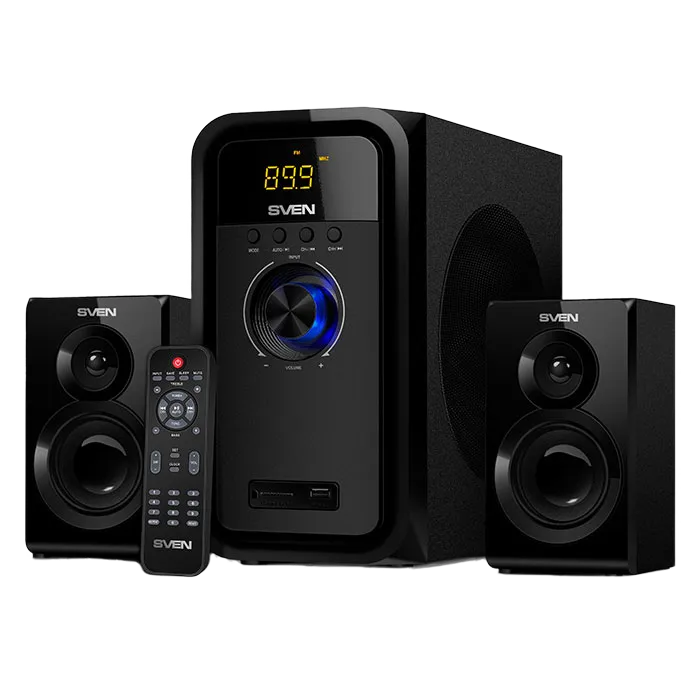 Speakers SVEN "MS-2051" SD-card, USB, FM, remote control, Bluetooth, Black, 55w/30w + 2x12.5w/2.1