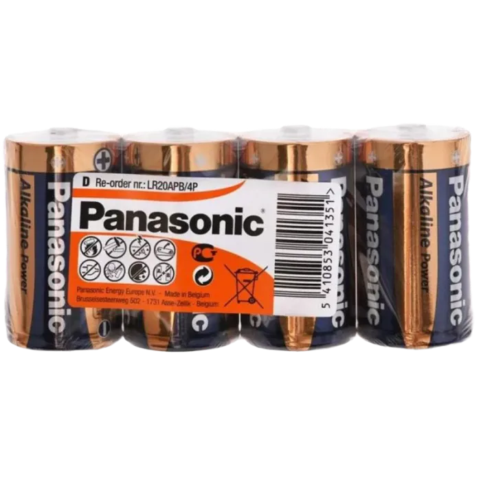 D size  Panasonic "ALKALINE Power" 1.5V, Alkaline, Shrink*4, LR20REB/4P