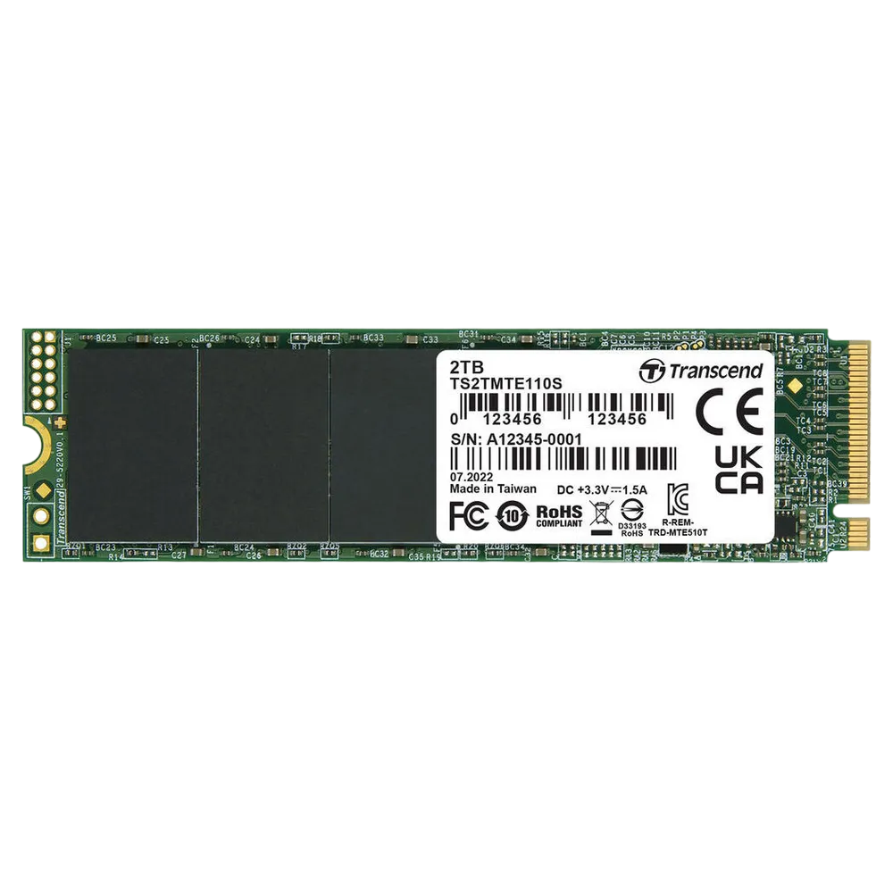 .M.2 NVMe SSD 2.0TB  Transcend 110S [PCIe 3.0 x4, R/W:2500/1700MB/s, 200/250K IOPS, 800TBW, 3DTLC]