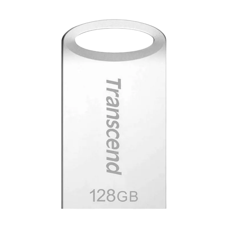 128GB USB3.1 Flash Drive Transcend "JetFlash 710S", Silver, Metal Case, Ultra-Slim (R/W:90/50MB/s)