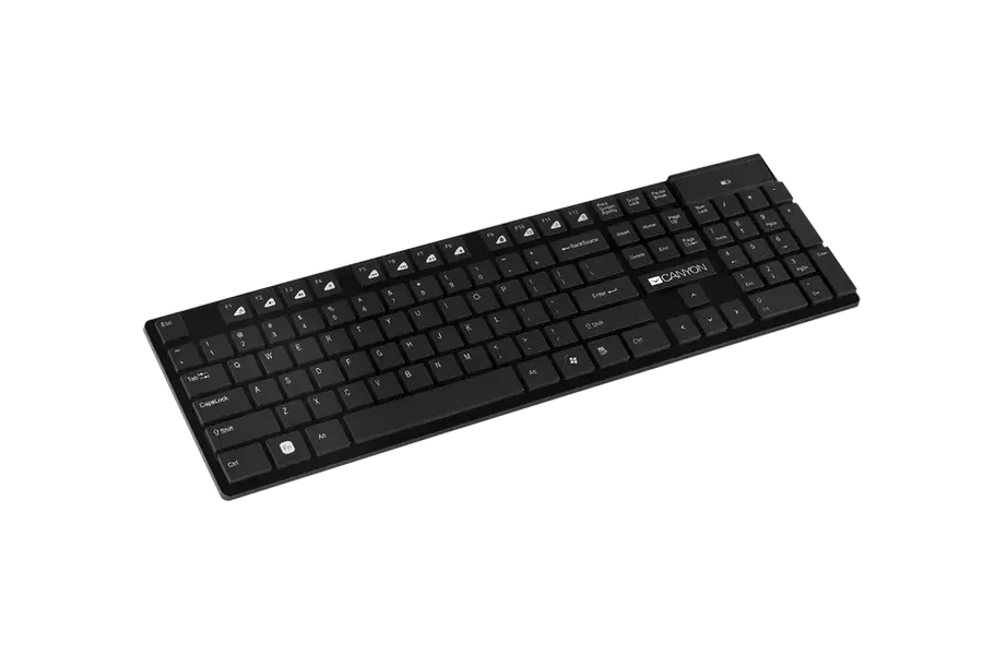 Wireless Keyboard Canyon HKB-W2, Multimedia, Ultra slim, Floating keys, 2xAAA, Black