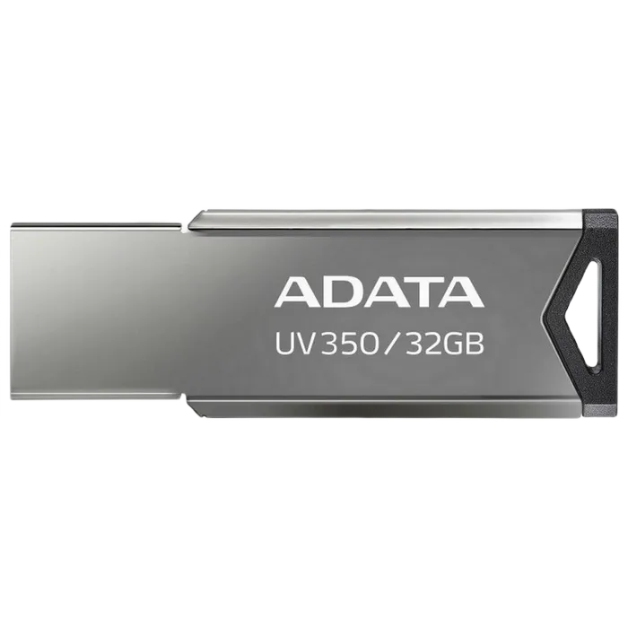 32GB USB3.1 Flash Drive ADATA "UV350", Silver, Metal Case, Slim Capless, Keychain (R/W:60/30MB/s)