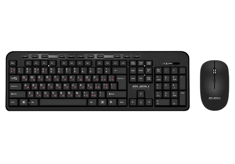 Wireless Keyboard & Mouse SVEN KB-C3200W, Multimedia, Splash proof, 1xAA/1xAA, Black