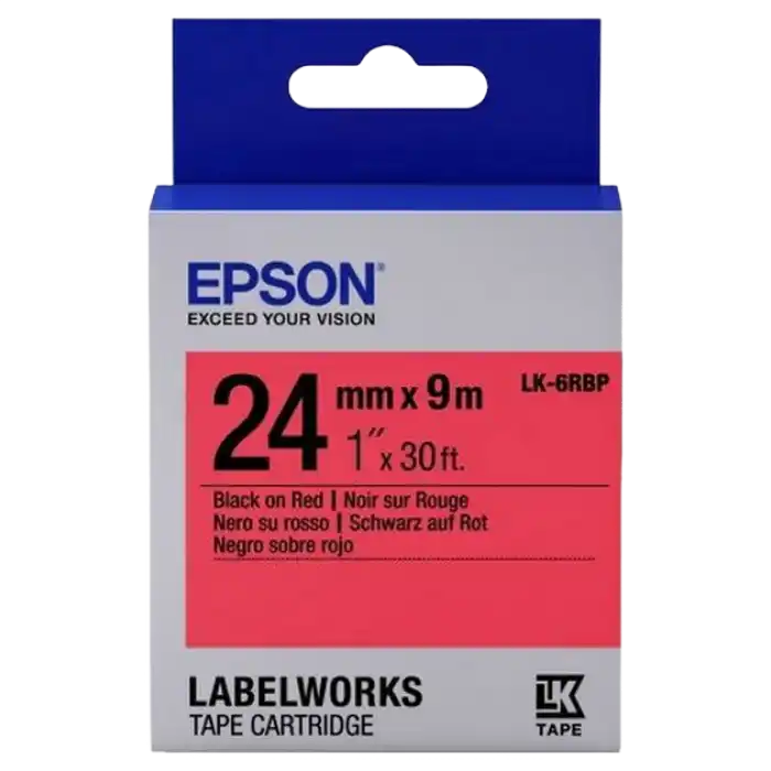 Купить  Кассеты с лентой для печати наклеек - Картридж с лентой Epson LK-6RBP, 24 мм x 9 м..