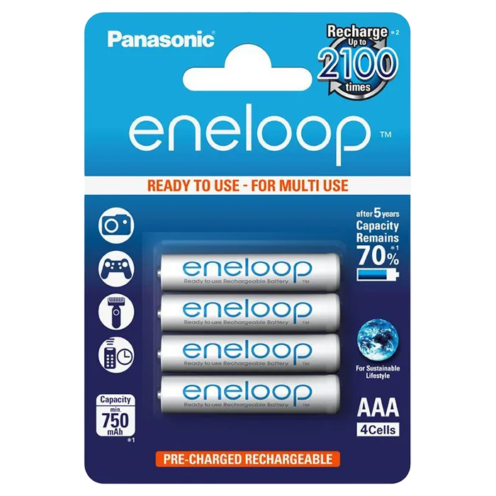 AAA  Eneloop 750mAh, Blister*4, Panasonic, BK-4MCCE/4BE