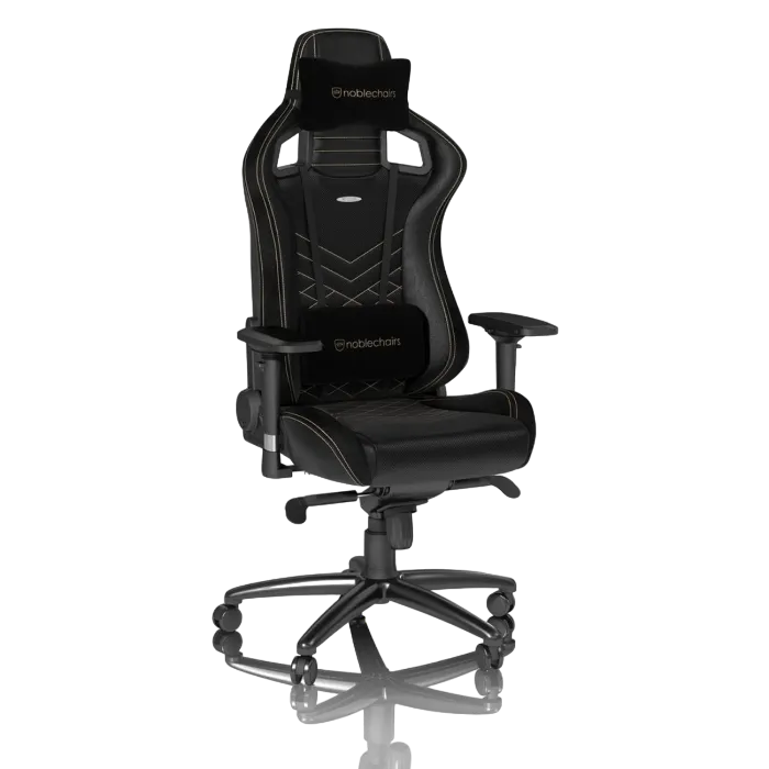 Gaming Chair Noble Epic NBL-PU-GOL-002 Black/Gold, User max load up to 120kg / height 165-180cm