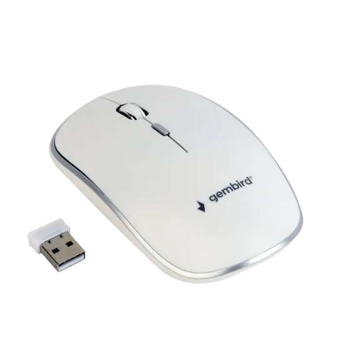 Wireless Mouse Gembird MUSW-4B-01, Optical, 800-1600 dpi, 4 buttons, Ambidextrous, 1xAA, White
