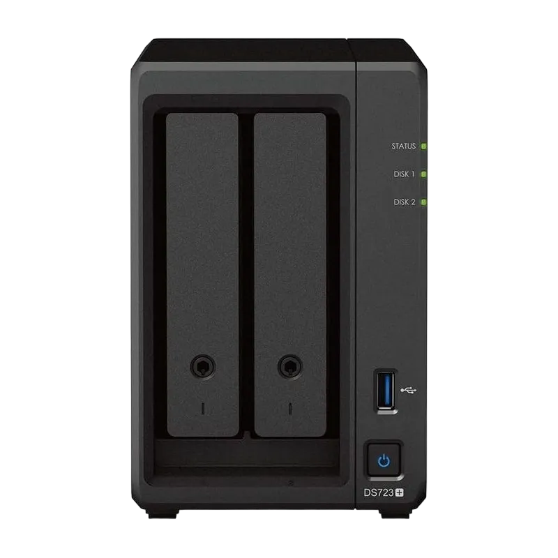 SYNOLOGY  "DS723+", 2-bay, AMD Ryzen 2-core 2.6-3.1Ghz, 1x2Gb+1Slot, 2x1GbE, 2xM.2 NVMe