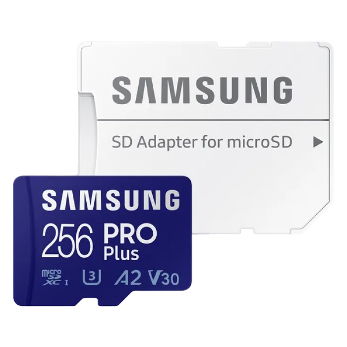 256GB MicroSD (Class 10) UHS-I (U3) +SD adapter, Samsung PRO Plus "MB-MD256KA" (R/W:160/120MB/s)