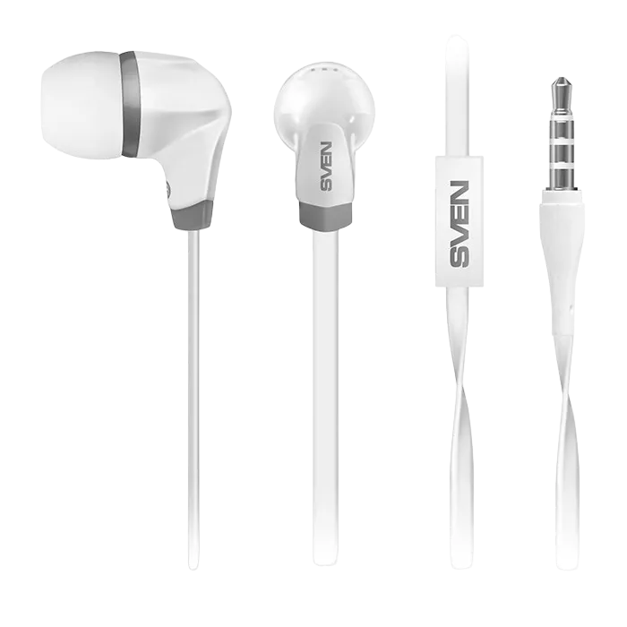 Earphones SVEN SEB-260M - White, with Microphone, 4pin 3.5mm mini-jack
