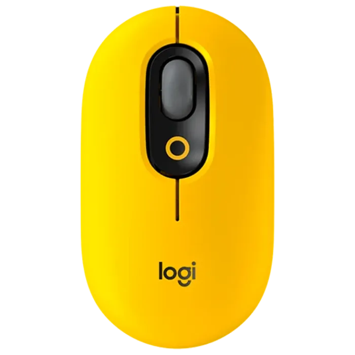 Wireless Mouse Logitech POP, Optical, 1000-4000 dpi, 4 buttons, Slim, 2,4 /BT, 1xAA, Yellow