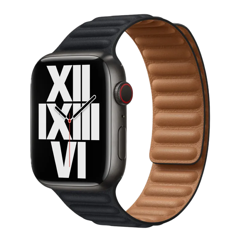 Strap Apple Watch 45mm Midnight Leather Link - M/L