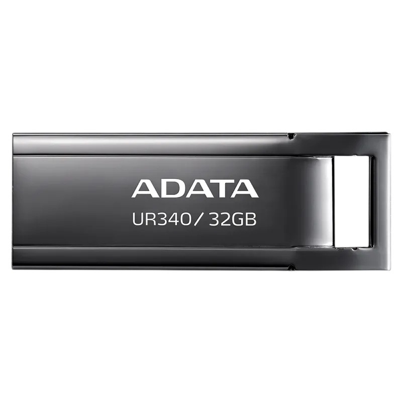 32GB USB3.1 Flash Drive ADATA "UR340", Black, Metal Case, Slim Capless, Keychain (R:Up to 100 MB/s)