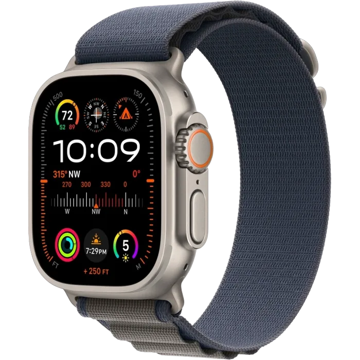 Apple Watch Ultra 2 GPS + Cellular 49mm Titanium Case with Blue Alpine Loop - Medium,  MREP3