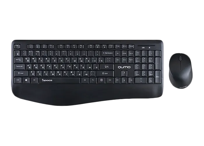 Wireless Keyboard & Mouse Qumo Space, 12 Fn keys, 1xAA/1xAAA, 2.4 Ghz, Black