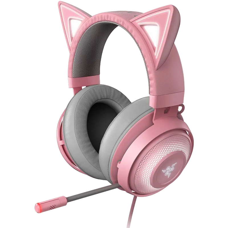 Gaming Headset Razer Kraken Kitty, 50mm drivers, 20-20kHz, 32 Ohm, 109db, 408g, ANC, Stream Reactive