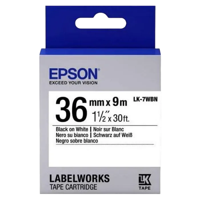 Tape Cartridge EPSON LK7WBN; 36mm/9m Standard, Black/White, C53S657006