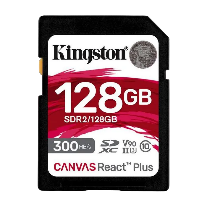 .128GB  SDXC Card (Class 10) UHS-II , U3, Kingston Canvas React Plus "SDR2/128GB" (R/W:300/260MB/s)