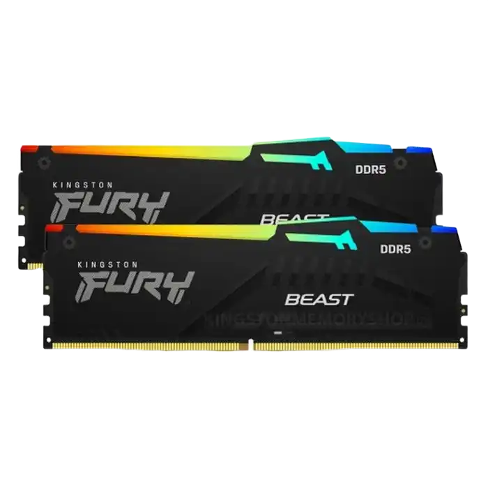 64GB DDR5-5200MHz  Kingston FURY Beast RGB (Kit of 2x32GB) (KF552C40BBAK2-64), CL40-40-40, 1.25V,Blk
