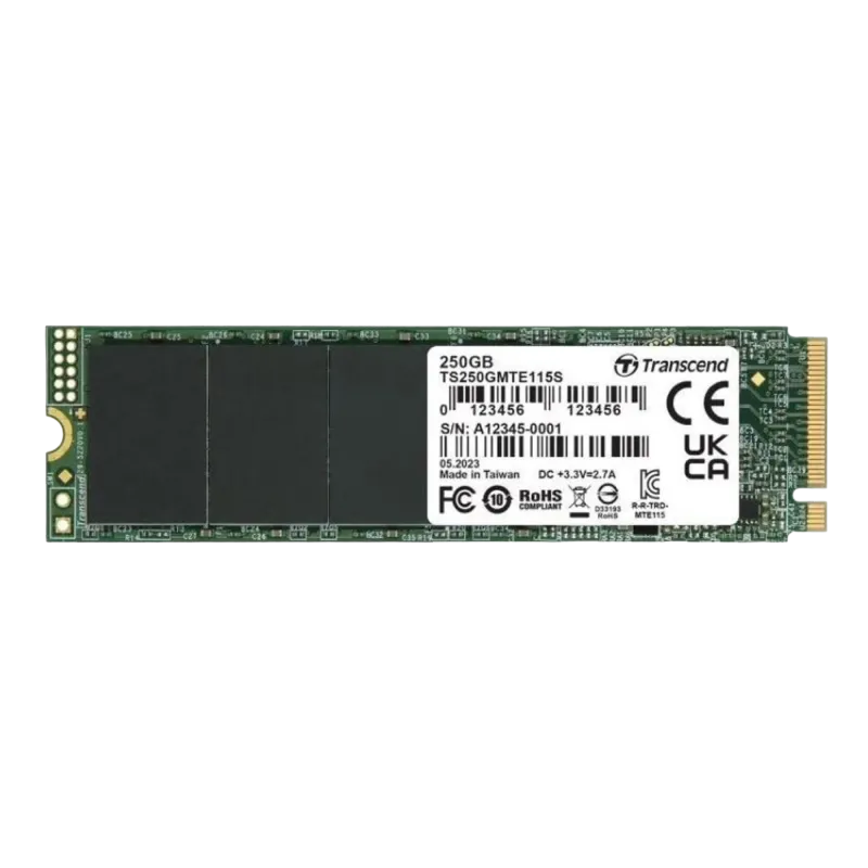 .M.2 NVMe SSD   250GB Transcend 115S [PCIe 3.0 x4, R/W:3200/1300MB/s, 250/170K IOPS, 100TBW,3DTLC]