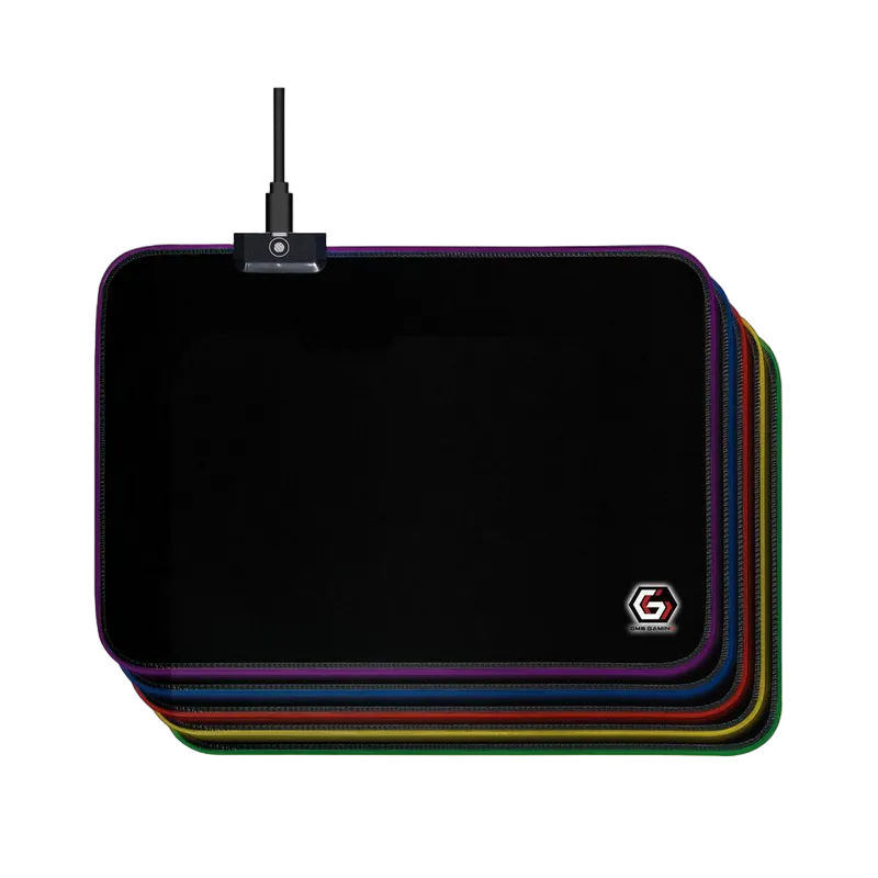 Gaming Mouse Pad  GMB  MP-GAMELED-M,  350 × 250 × 4mm, Natural rubber foam + Fabric, RGB, Black
