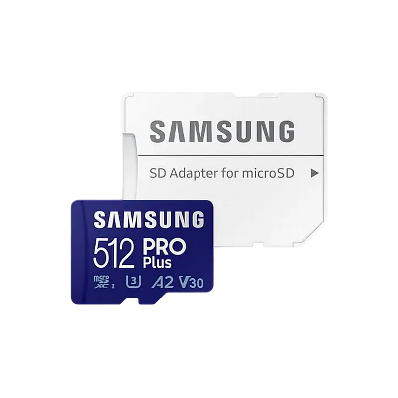 512GB MicroSD (Class 10) UHS-I (U3) +SD adapter, Samsung PRO Plus "MB-MD512KA" (R/W:160/120MB/s)