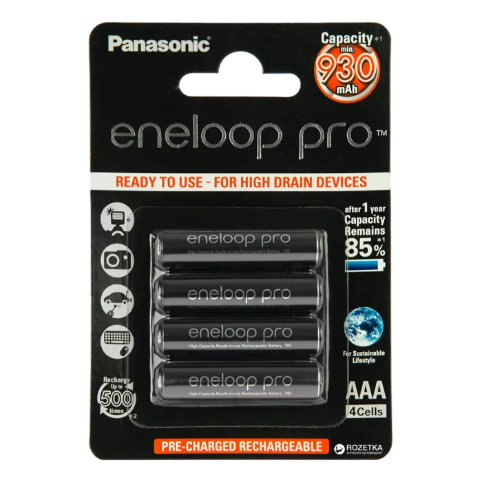 AAA  Eneloop PRO 930mAh, Blister*4, Panasonic, BK-4HCDE/4BE