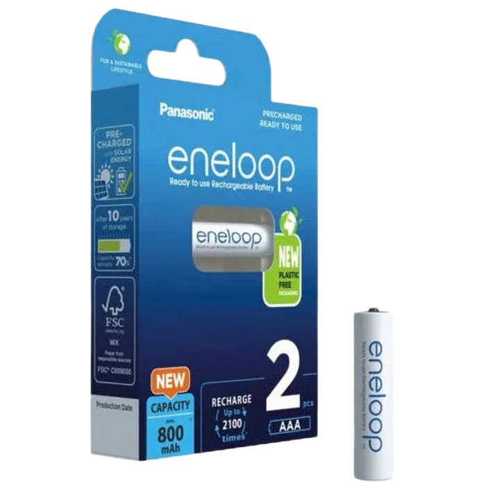 AAA  Eneloop 800mAh, Blister*2, Panasonic, BK-4MCDE/2BE
