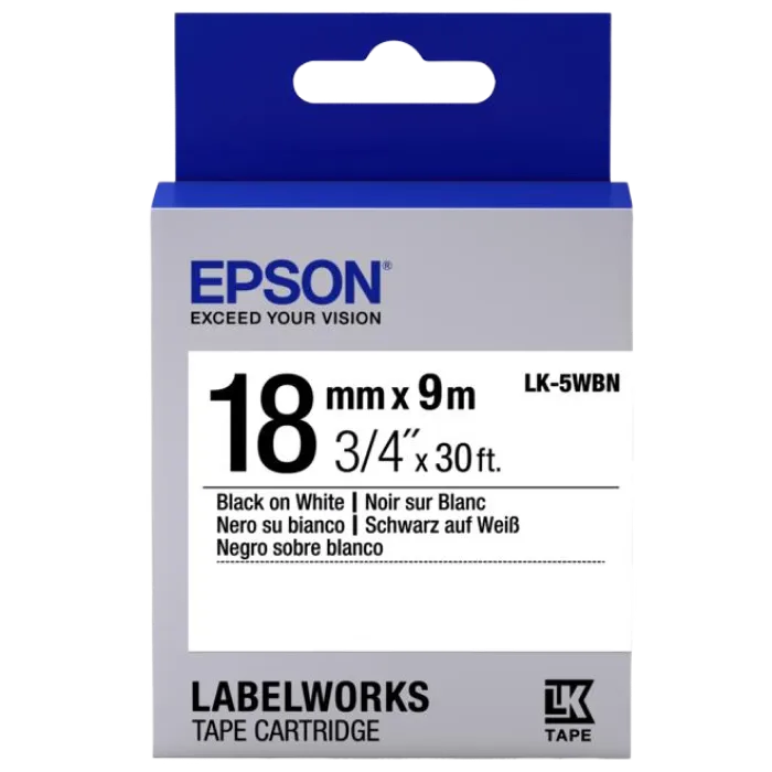 Tape Cartridge EPSON LK-5WBN; 18mm/9m Standard, Balck/White, C53S655006