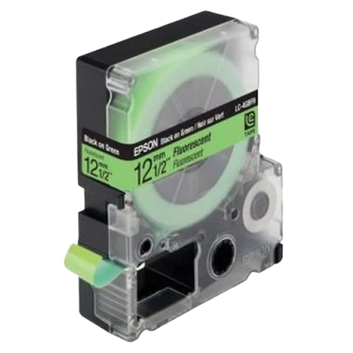 Tape Cartridge EPSON LK4GBF; 12mm/9m Fluorescent, Black/Green, C53S654018